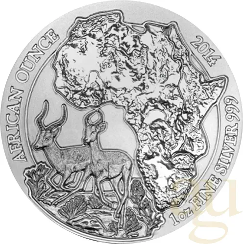 1 Unze Silbermünze Ruanda Antilope Impala 2014