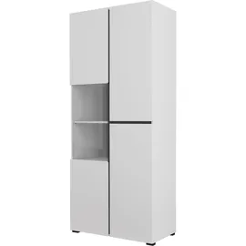 INOSIGN Vitrine INOSIGN "Cross, Höhe 183,5 cm, moderne grifflose Standvitrine mit 3 Türen", weiß, B:79,5cm H:183,5cm T:40cm, FSC-zertifizierter Holzwerkstoff, Glas, Melamin, Schränke, Vitrine, Hochschrank mit viel Stauraum, Glastür und verstellbaren Einlegeböden,