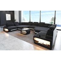 Sofa Dreams Wohnlandschaft Asti HX, Webstoff Strukturstoff, XXL U Form Stoffsofa mit LED, USB-Anschluss, Designersofa grau|schwarz