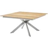 Diamond Garden Tisch LYON Quattro 150 x 150 cm, Edelstahl / Recycled Teak