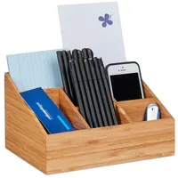 Relaxdays Schreibtisch Organizer 6 Fächer Braun