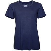 Kaipara - Merino Sportswear Rundhalsshirt URBAN Merino Shirt Damen Kurzarm Regular 200 weiter Ausschnitt (1-tlg) aus reiner Merinowolle Made in Germany blau XS