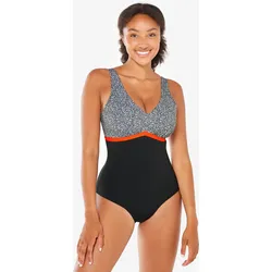 Badeanzug Damen Aquafitness - Rosy schwarz SCHWARZ|flammenorange DE 38 / FR 40