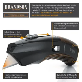 Brandson Teppichmesser Cuttermesser schwarz