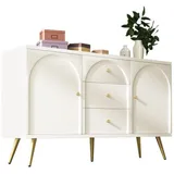 OKWISH Sideboard Sideboard mit verstellbaren Regalen (Beistellschrank, Aufbewahrungsschrank), Weiß weiß