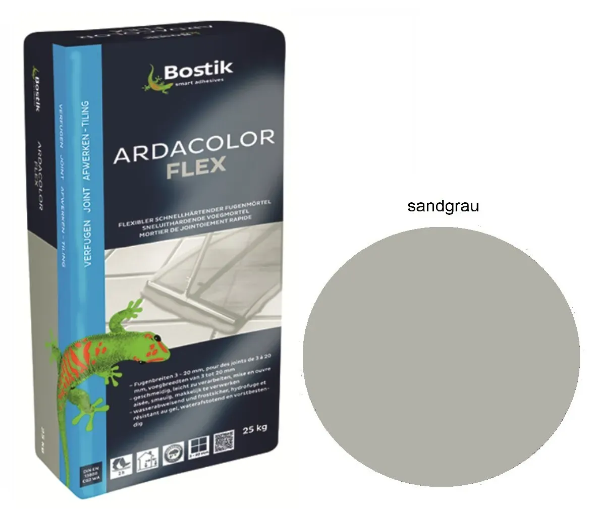 Bostik Ardacolor Flex Fuge Fliesen Fugenmörtel 25Kg sandgrau