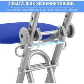 Ribelli Bügelstehhilfe Stehhilfe Stehstuhl 6-Fach höhenverstellbar klappbar Bügelstuhl Stehsitz ergonomisches Sitzen - Stehsitz zum Bügeln mit Rückenlehne (blau)
