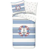 Muller Textil Selin Gestreift Blau 200 x 200 cm + 2 x 80 x 80 cm