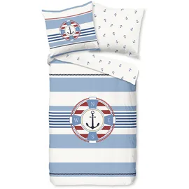 Muller Textil Selin Gestreift Blau 200 x 200 cm + 2 x 80 x 80 cm