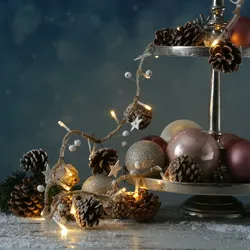 LED Seil Lichterkette Tannenzapfen Deko Girlande Herbst Weihnachten 90cm braun