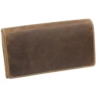 LEAS XXL Damen Geldbörse Frauen Geldbeutel für 10 Kreditkarten Used Look Echt-Leder - Vintage-Collection 17x9,5x3,5cm (BxHxT) (dark cognac)
