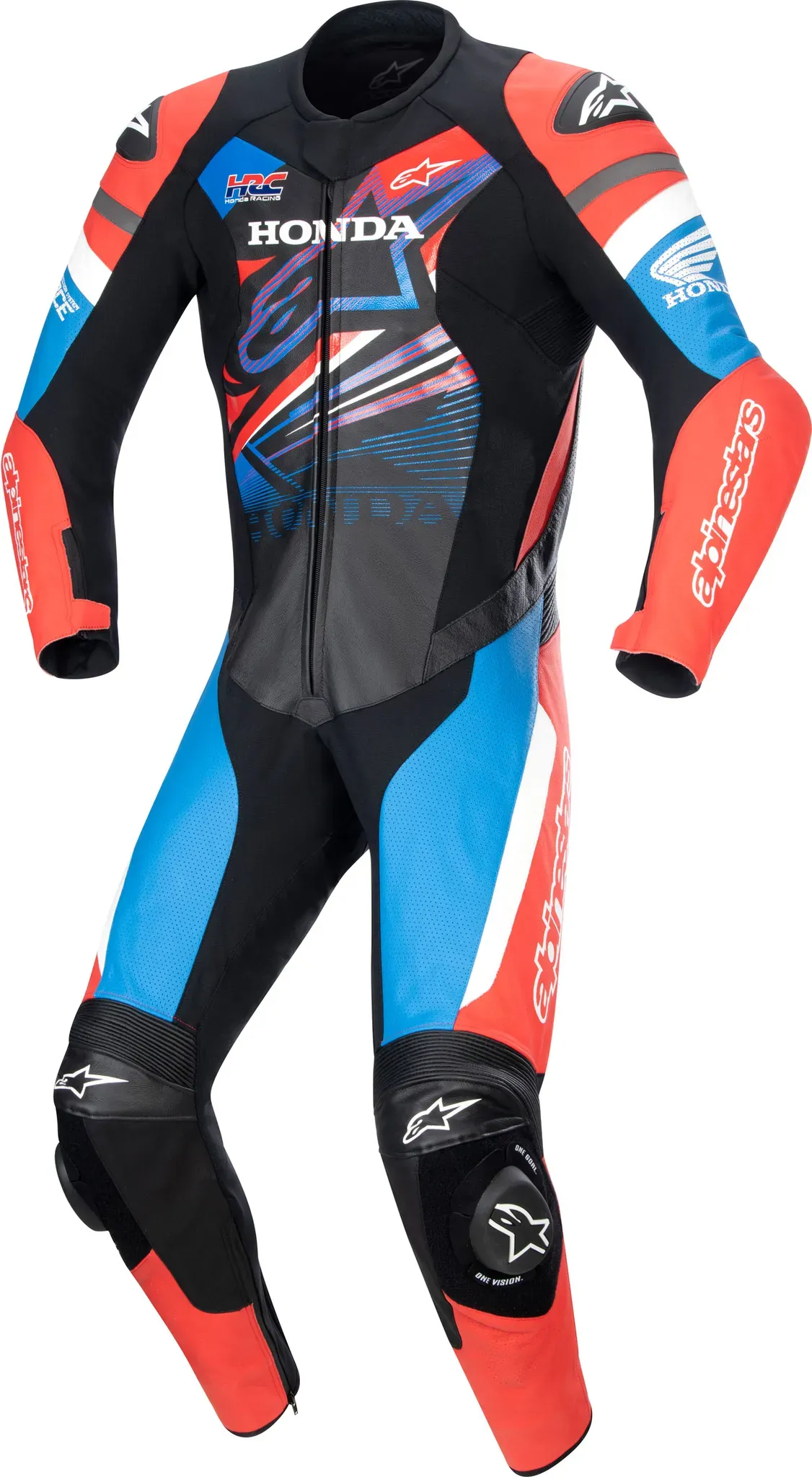 Alpinestars GP Force Honda, Lederkombi 1tlg. - Schwarz/Hellrot/Blau - 52