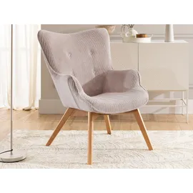 s-style möbel Lounge-Sessel Cord 71 x 96 x 86 cm Rosa mit Hocker