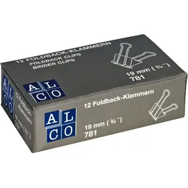 Alco Foldbackklammern 781-13, 19mm, gelb, aus Metall, 12 Stück