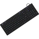 KeySonic Industrietastatur, USB, Beleuchtet, Silikon, schwarz, Wasser und Staub geschützt IP68, DE Layout (DE, Kabelgebunden), Tastatur, Schwarz