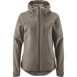 Fahrradjacke GONSO "Trail Jacket W", Damen, Gr. 48, grau (terragrau), 90% Recyceltes Polyester, 10% Elasthan, Rundhals, Langarm, Jacken, robuste Damen Radjacke, windabweisende Funktionsjacke, Slim Fit