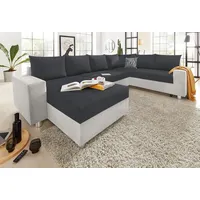 COLLECTION AB Wohnlandschaft Paris U-Form, mit Federkern, wahlweise mit Bettfunktion und Bettkasten silberfarben