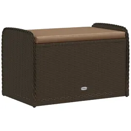 vidaXL Sitzbank mit Stauraum & Kissen Braun 80x51x52 cm Poly Rattan