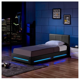 Home Deluxe LED Bett ASTEROID Dunkelgrau mit Matratze & 90 x 200 cm