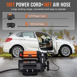 Vevor 12V Auto-Kompressor 150PSI Luftkompressor 3,5CFM(100L/Min) Auto Reifenfüller mit Wärmeschutz Luftpumpe inkl. 3m Netzkabel und 5,5m Luftschl...