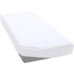 Spannbettlaken ELEGANTE "Uni Zwirn-Jersey", weiß, B:180-200cm L:200-220cm, Mako-Jersey, Obermaterial: 97% Baumwolle, 3% Elasthan, Laken, aus hochwertigem Garn