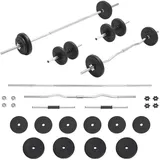 vidaXL Langhantel- und Kurzhantel-Set 30 kg schwarz
