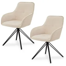 Juskys Drehstuhl Clyde Samt Beige 2 Stk.