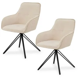 Juskys Drehstuhl Clyde Samt Beige 2 Stk.