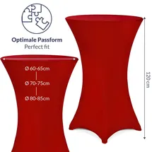 DEUBA Detex® Stehtisch Husse Rot 80-85cm Verstärkter Fußbereich 30°C Waschbar Stehtischhussen Stretch Überzug Bezug Ø80 cm / bordeaux