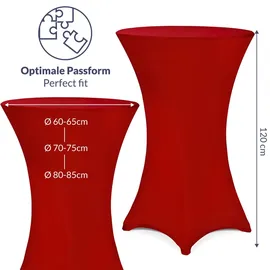 DEUBA Detex® Stehtisch Husse Rot 80-85cm Verstärkter Fußbereich 30°C Waschbar Stehtischhussen Stretch Überzug Bezug Ø80 cm / bordeaux