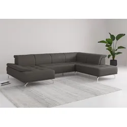 Wohnlandschaft PLACES OF STYLE "Caluna", grau (antrazit), B:334cm H:81cm T:235cm, Sofas, Inkl.Sitztiefenverstellung