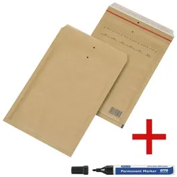 Mailmedia Luftpolster-Versandtaschen inkl. Permanent Marker braun, 20.2x27.5 cm