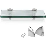Glasregal Wandregale mit Halterung Glasboden Badregal Bad Ablage Glasablage Regal Glas Badablage Glasscheibe Halterung Regale Klarglas Wandregal