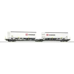 ROCO 77390 H0 Doppeltaschen-Gelenkwagen T3000e mit DB Schenker Trailer, Kombiverkehr, Ep. VI