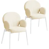 Tectake Stuhl Scandi Bouclé-Stoff creme 2er Set