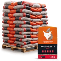 HEIZFUXX Holzpellets Red Heizpellets Hartholz Wood Pellet Öko Energie Heizung Kessel Sackware 6mm 15kg x 65 Sack 975kg / 1 Palette Paligo