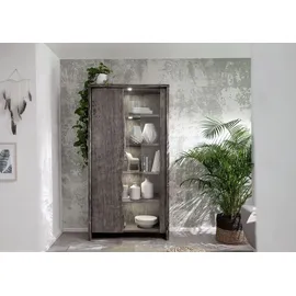 Massivmoebel24 Vitrine Akazie 105 x 45 x 204 cm Grau