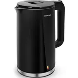 Aigostar - Doppelwand Edelstahl Wasserkocher 2200W, 1,7 L, Schwarz