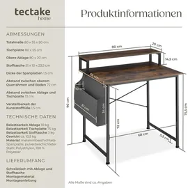Tectake Schreibtisch Everett Dunkelbraun
