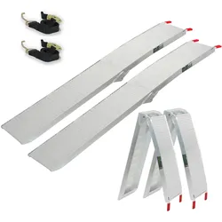 Baumarktplus TRUTZHOLM 2 x Alu Auffahrrampen klappbar 205 cm 680 kg grau rutschfest gerillt Rampen Verladerampen
