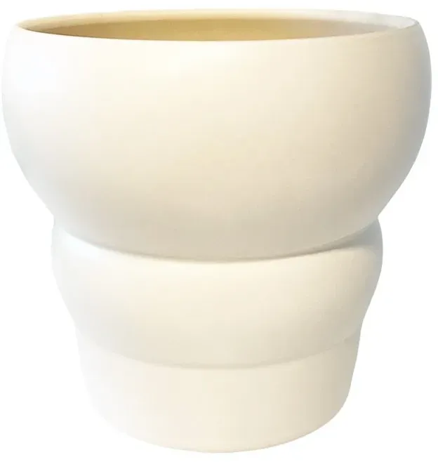 Kübel Keramik D14,5H13,5cm gewellt Made in Portugal konisch  - weiß