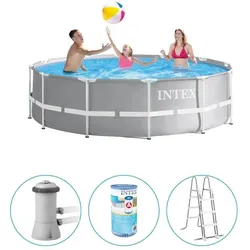 Pool - Intex - Prism Frame - Pool mit Filterpumpe und Badeleiter - 366x99 cm EINHEITSGRÖSSE