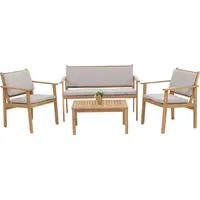 MCW Garten-Garnitur MCW-O19, Lounge-Set Sitzgruppe Bank Sessel Tisch, Holz