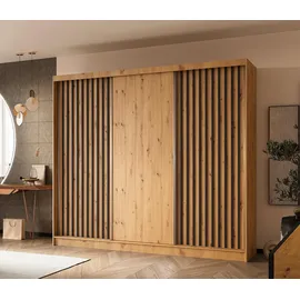 ax living Schwebetürenschrank Cabinio 240 x 216 x 61 cm Braun/Schwarz