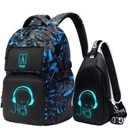 Asge Rucksack Jungen Mädchen Teenager Jugendliche Coole Schule Daypacks Kinder Reflektierender Schultasche Outdoor Camping Groß Schulranzen Wasserdicht Ranzen Schultertaschen Set