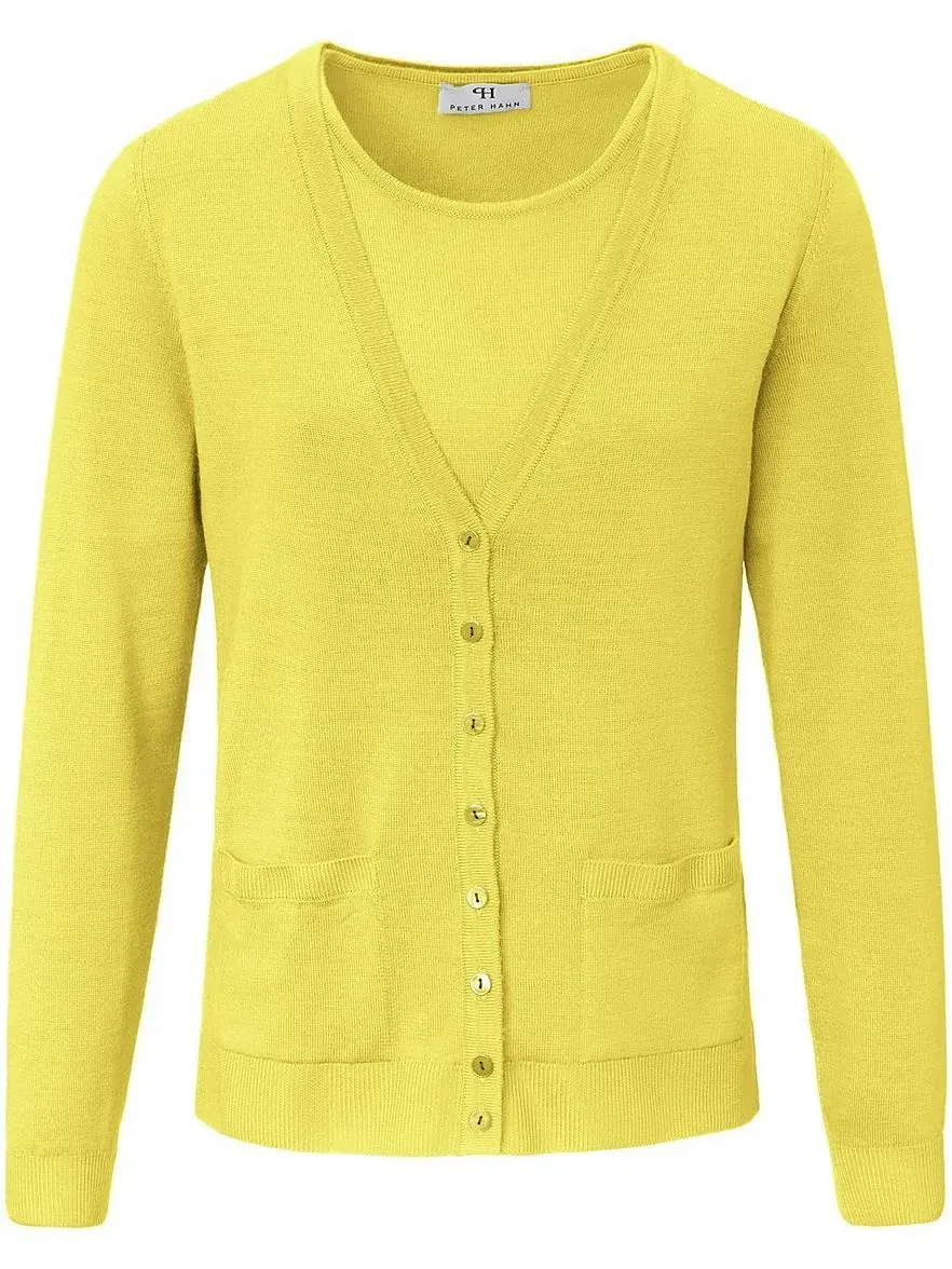 Twinset aus 100% Schurwolle-Pure Tasmanian Wool Peter Hahn gelb, 44
