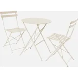 sweeek - Klappbarer Bistro-gartentisch aus Metall Ø60 Cm Mit 2 Stühlen
