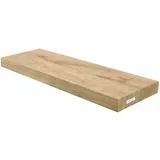 holz4home Schwebendes Wandregal aus Eiche 60cm Ohne Baumkante Hellgrau