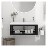 vidaXL Waschbeckenunterschrank 79 x 31 x 38 cm Schwarz