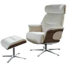 KAWOLA Relaxsessel TOSAR Velvet 83 x 110 x 83 cm cremeweiß mit Hocker
